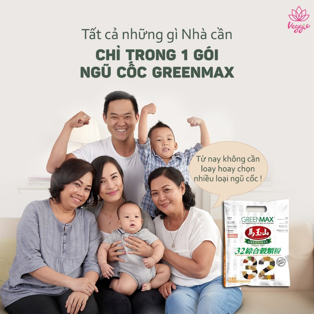Gói Bột ngũ cốc 32 loại hạt không đường Greenmax Đài Loan 25G, ít calo- 32 Muilti Grains Cereal