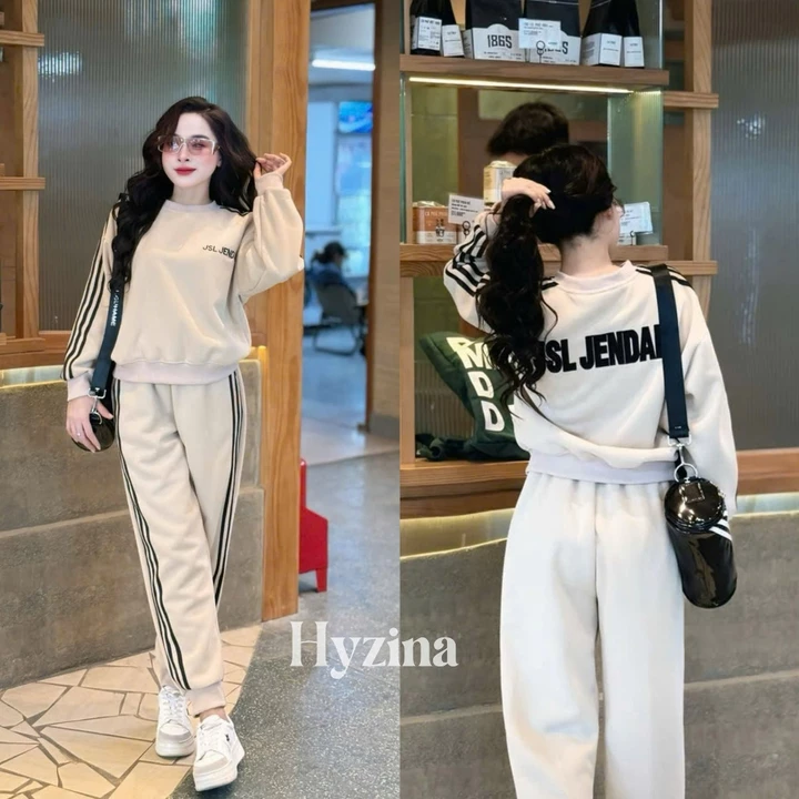 Set Bộ Quần Áo Nỉ Thể Thao Hyzina, Hoạ Tiết Chữ Jsl-Jendar Cho Nữ, Chất Liệu Nỉ 2 Da, Set Đồ Nữ Đẹp, Bộ Nỉ Thu Đông Nữ
