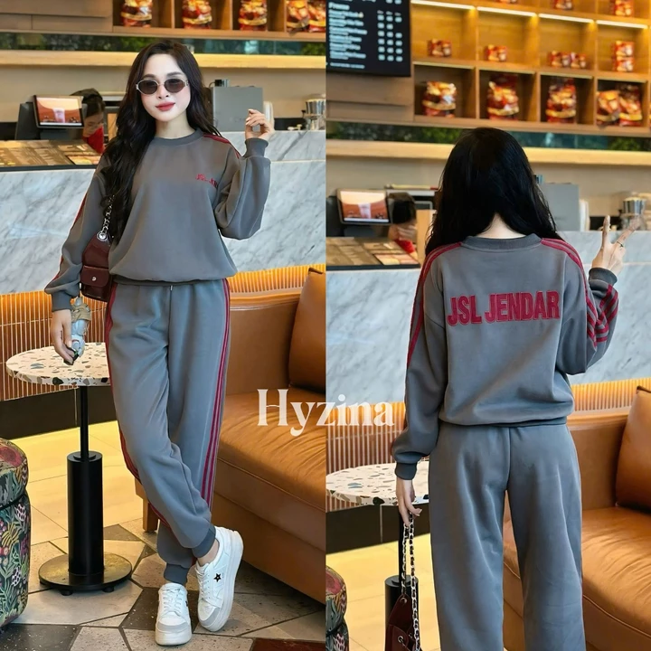 Set Bộ Quần Áo Nỉ Thể Thao Hyzina, Hoạ Tiết Chữ Jsl-Jendar Cho Nữ, Chất Liệu Nỉ 2 Da, Set Đồ Nữ Đẹp, Bộ Nỉ Thu Đông Nữ