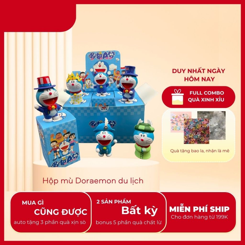 (Doremon du lịch) Blindbox hộp mù mô hình hoạt hình chú mèo máy ...