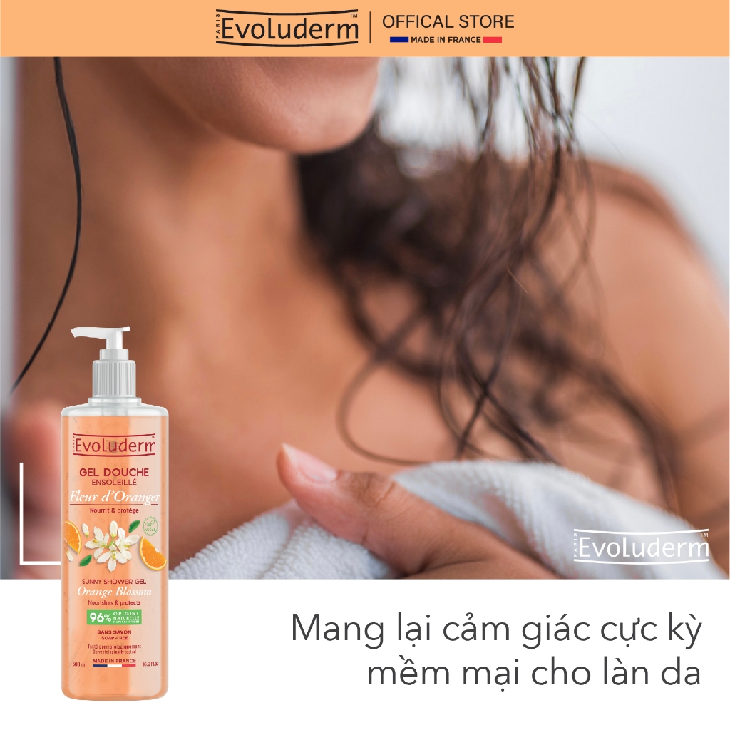 Sữa tắm Dưỡng da Evoluderm dưỡng da mịn màng, mùi hương dịu nhẹ 500ml (QT)