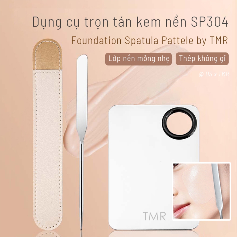Bộ Dụng Cụ Trộn Tán Kem Nền SP304 TMR Bằng Thép Không Gỉ, Bảng Trộn Acrylic Cho Lớp Nền Mỏng Mịn