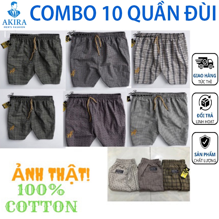 Combo 10 Quần đùi nam mặc nhà hình con nai đơn giản dây rút dễ dàng sử dụng, mặc thoải mái mát mẻ Akira