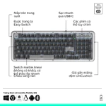 Bàn phím cơ không dây Logitech Alto Keys K98M - Đệm hấp thụ rung động, đèn nền, Bluetooth, Sạc USB-C — ảnh 7