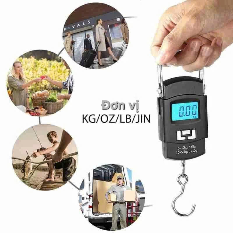 Cân Điện Tử Cầm Tay Mini Có Móc Treo Hành Lý Hàng Hóa và Thước Đo T35