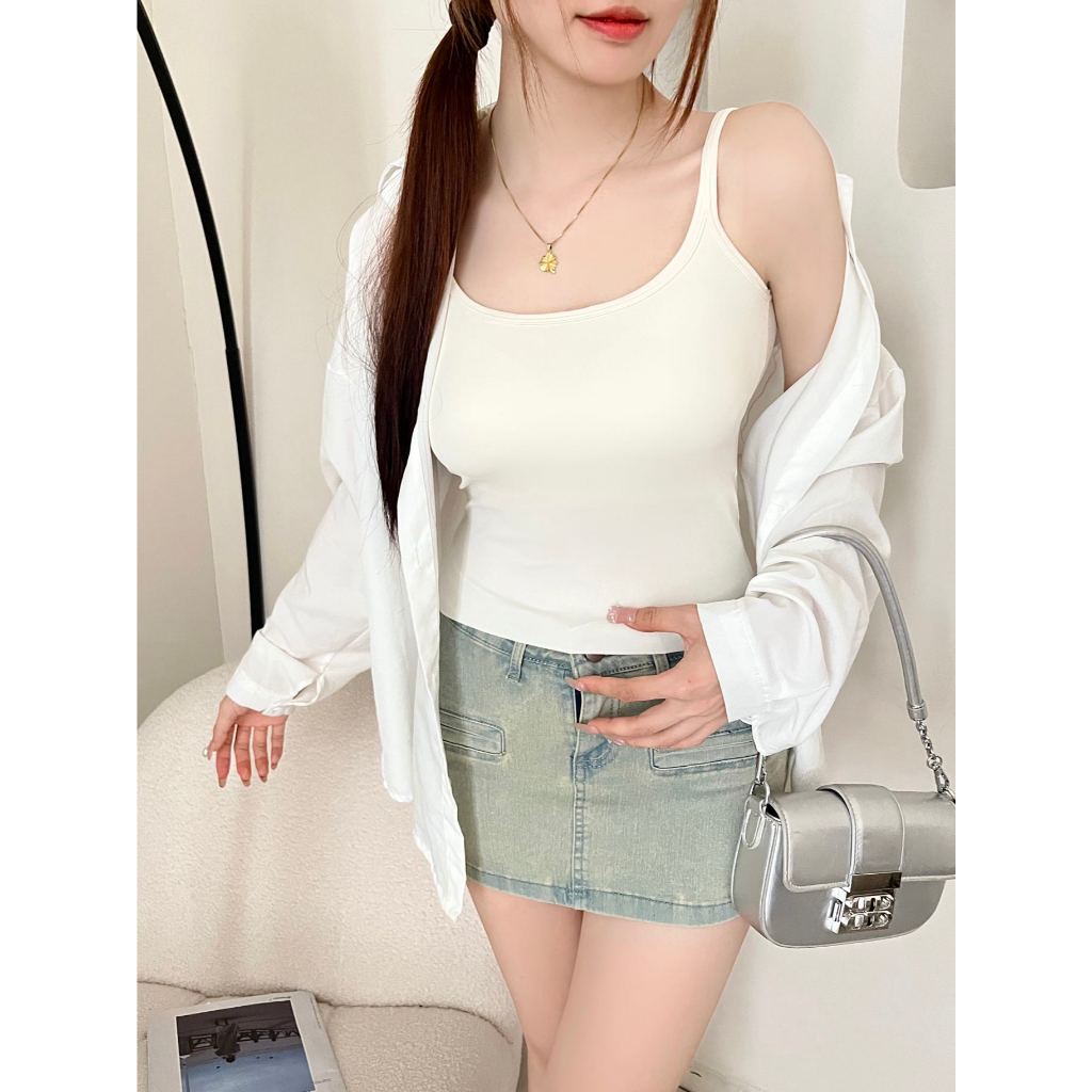 YANMEI Áo Bra Su Trơn 2 Dây Có Mút Ngực Dễ Phối Đồ 2019#
