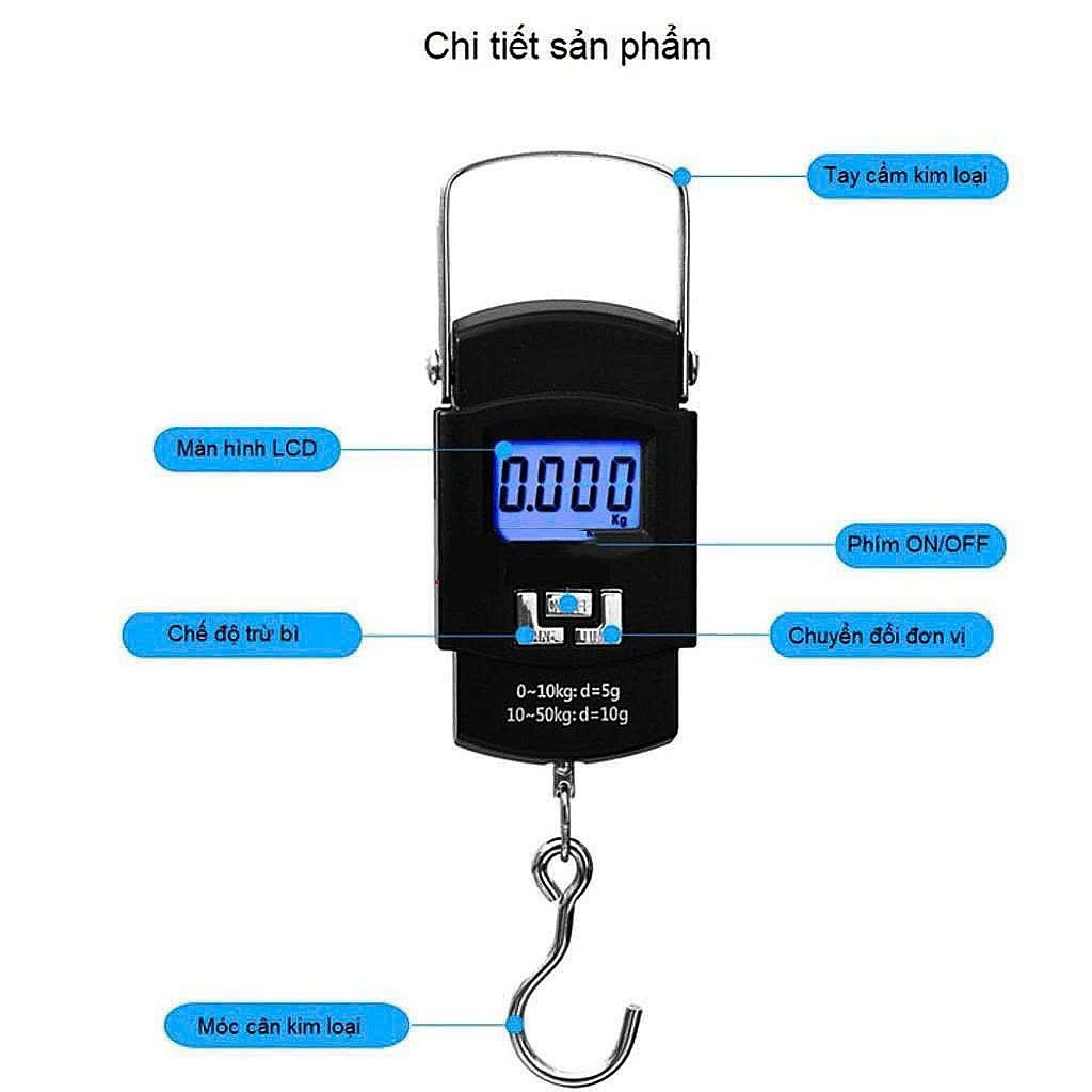 Cân Điện Tử Cầm Tay Mini Có Móc Treo Hành Lý Hàng Hóa và Thước Đo T35