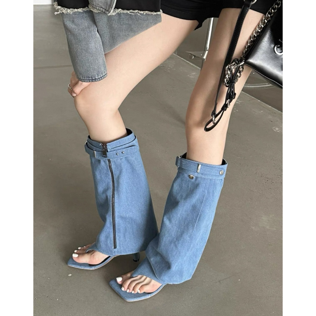 Boots cao gót thời trang xỏ ngón cá tính (4cm-5cm)