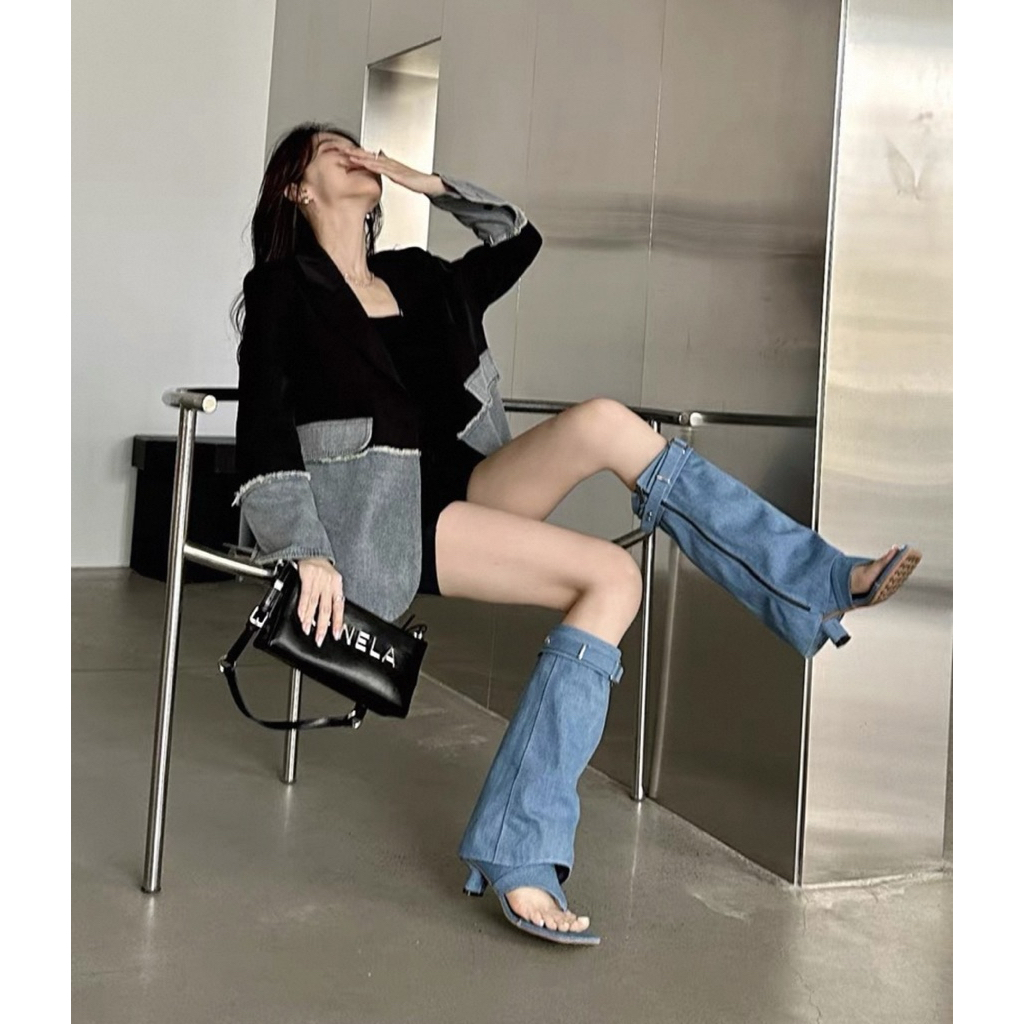 Boots cao gót thời trang xỏ ngón cá tính (4cm-5cm)