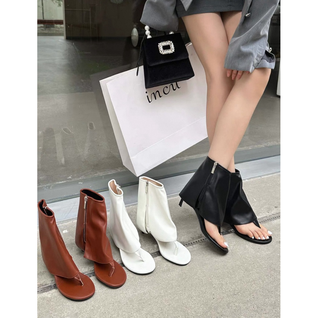 Boots cao gót thời trang xỏ ngón cá tính (4cm-5cm)