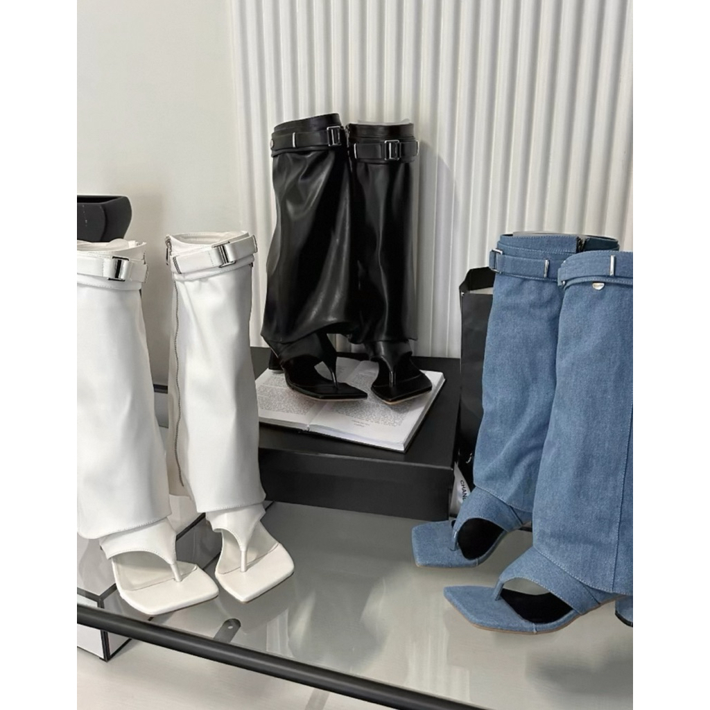 Boots cao gót thời trang xỏ ngón cá tính (4cm-5cm)