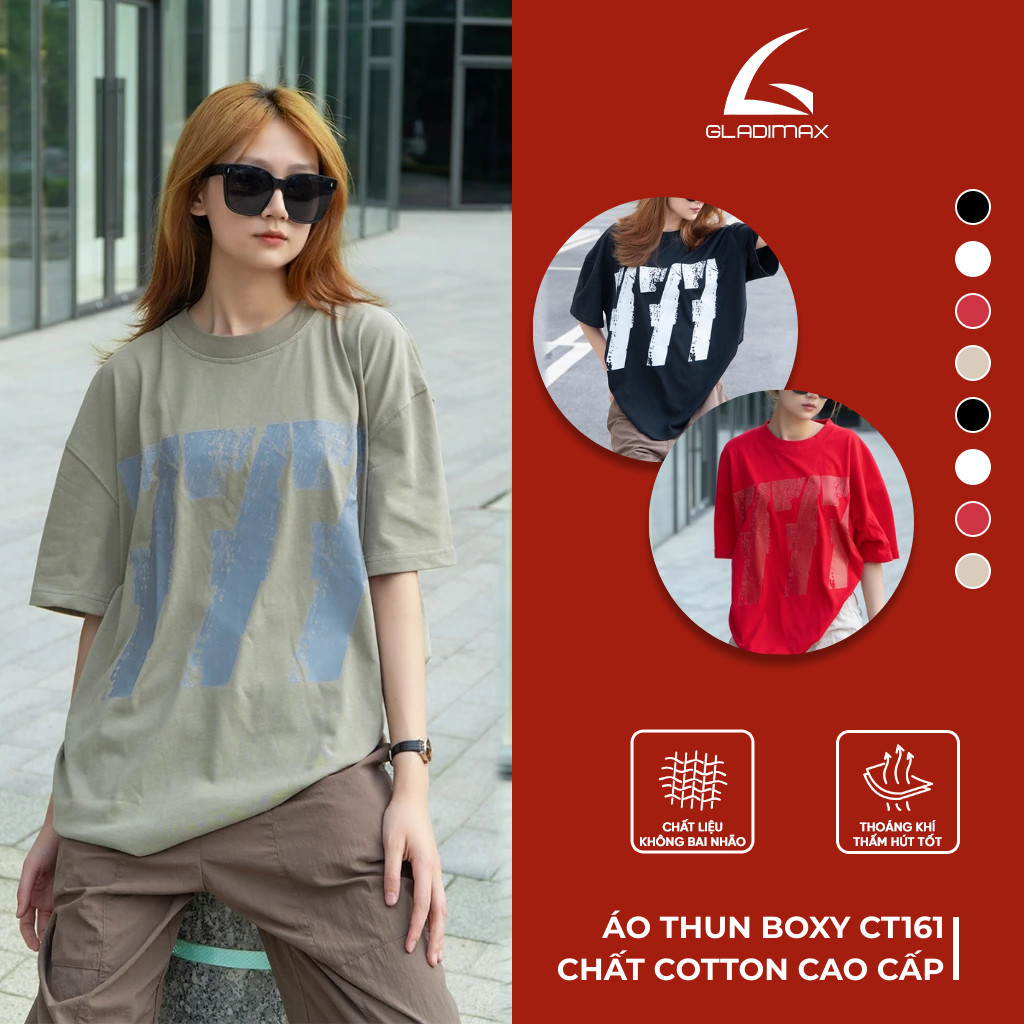 Áo Thun Boxy Gladimax Form Rộng Unisex Nam Nữ l Chất Cotton 280GSM Cao Cấp - CT161