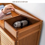 Tủ giày gỗ tre 6,7 tầng cánh mở cửa thoáng khí, tủ giày dép thông minh 3,4 cánh có hộp đựng đồ tiện lợi — ảnh 3