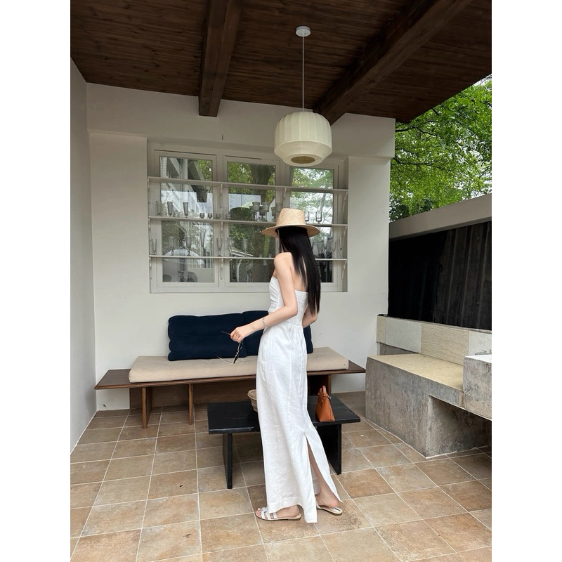 𝗢𝗺- Đầm Linen cụp ngực dáng dài BEELY