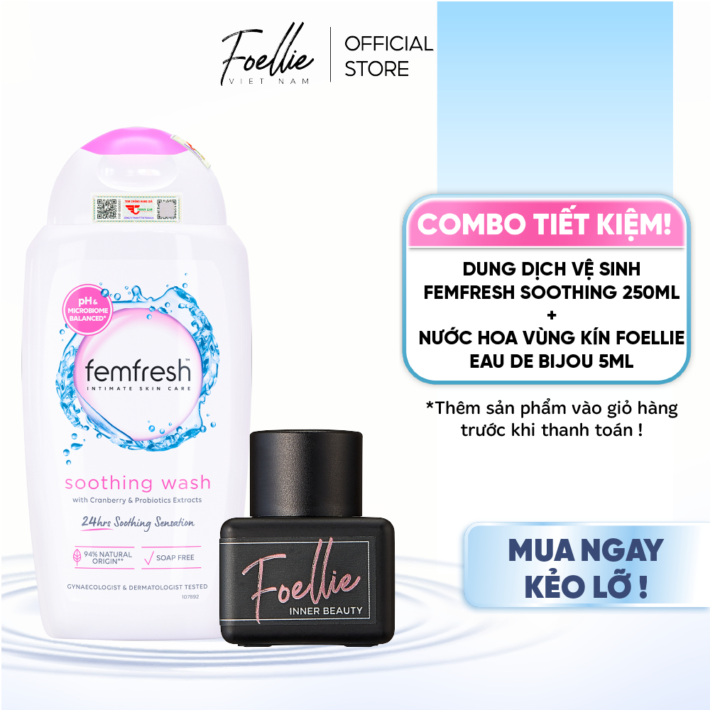 [CHÍNH HÃNG] Combo Dung Dịch Vệ Sinh Phụ Nữ Femfresh Soothing Wash và  Nước Hoa  Vùng Kín Nữ