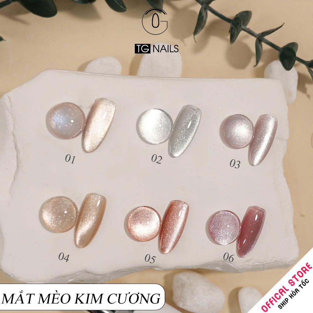 Set sơn gel 6 màu mắt mèo TG hiệu ứng ảo diệu siêu sáng