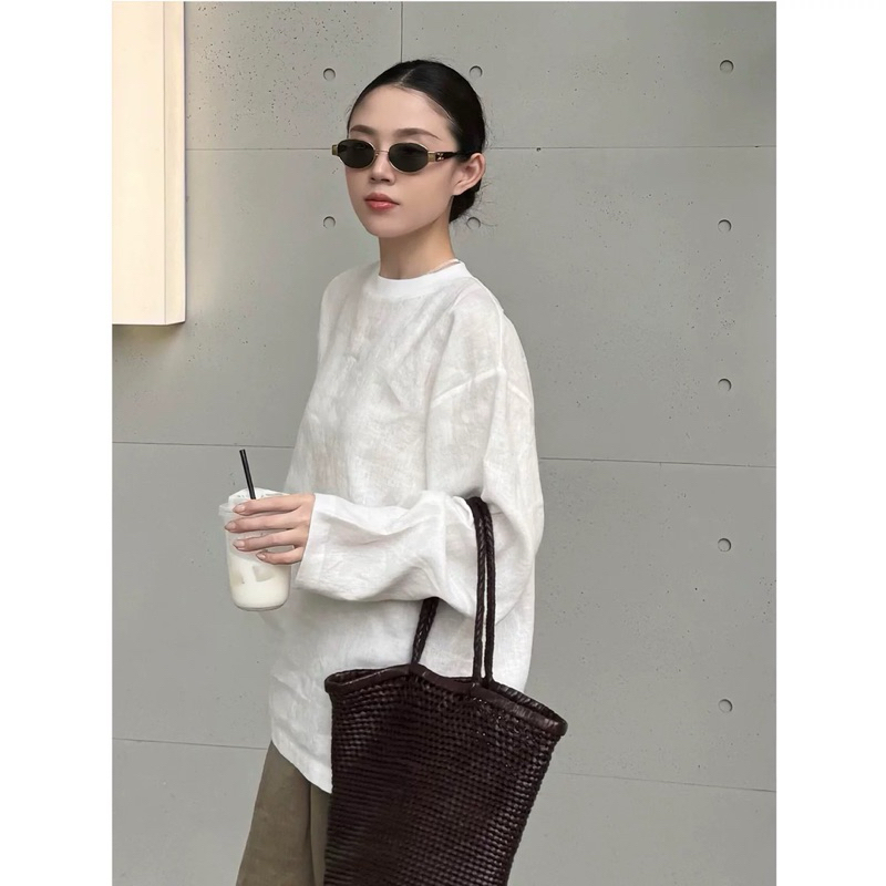 𝗚𝗶𝗴𝗶  A15 - Áo Linen tay dài cổ tròn BEELY