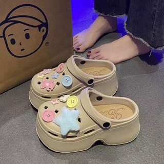 Dép sục nữ đế cao 8cm Mita kèm 13 charm Ngôi sao cá tính kiểu sandal quai hậu CS-195