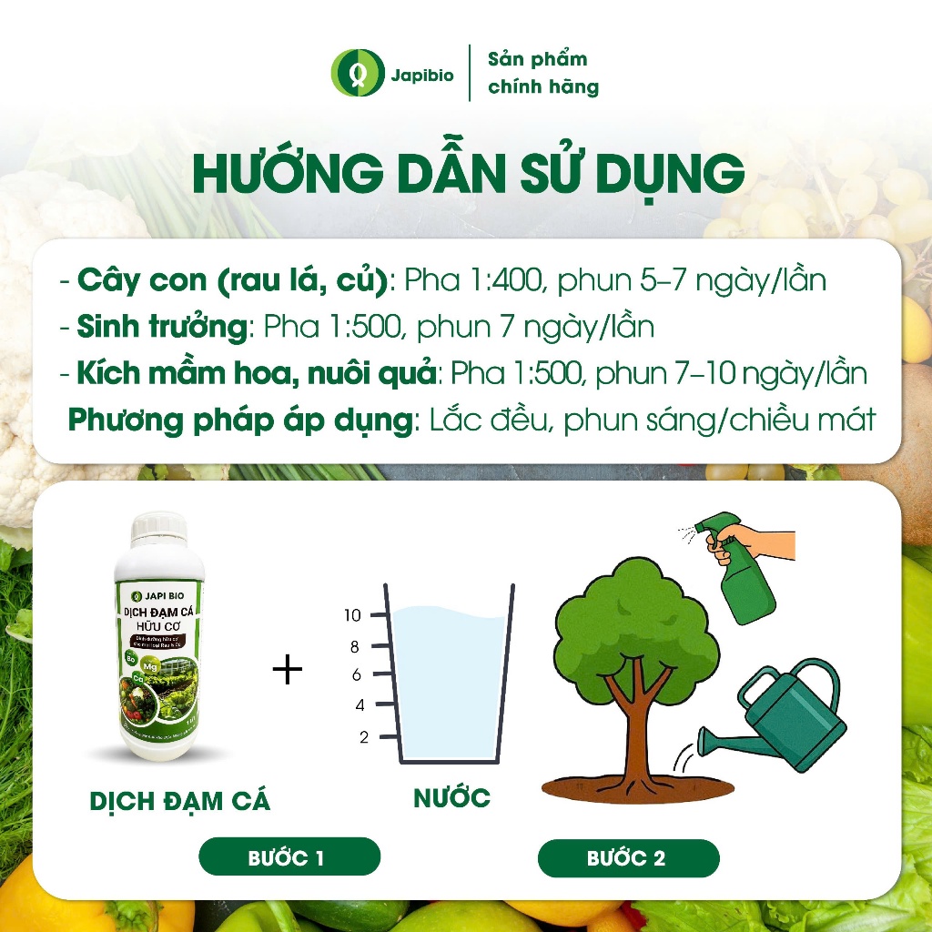 Đạm Cá Hữu Cơ JapiBio 1L – Phân Bón Nguyên Chất, Kích Rễ Khỏe, Lá Xanh, Củ To Đều