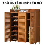 Tủ giày gỗ tre 6,7 tầng cánh mở cửa thoáng khí, tủ giày dép thông minh 3,4 cánh có hộp đựng đồ tiện lợi — ảnh 4