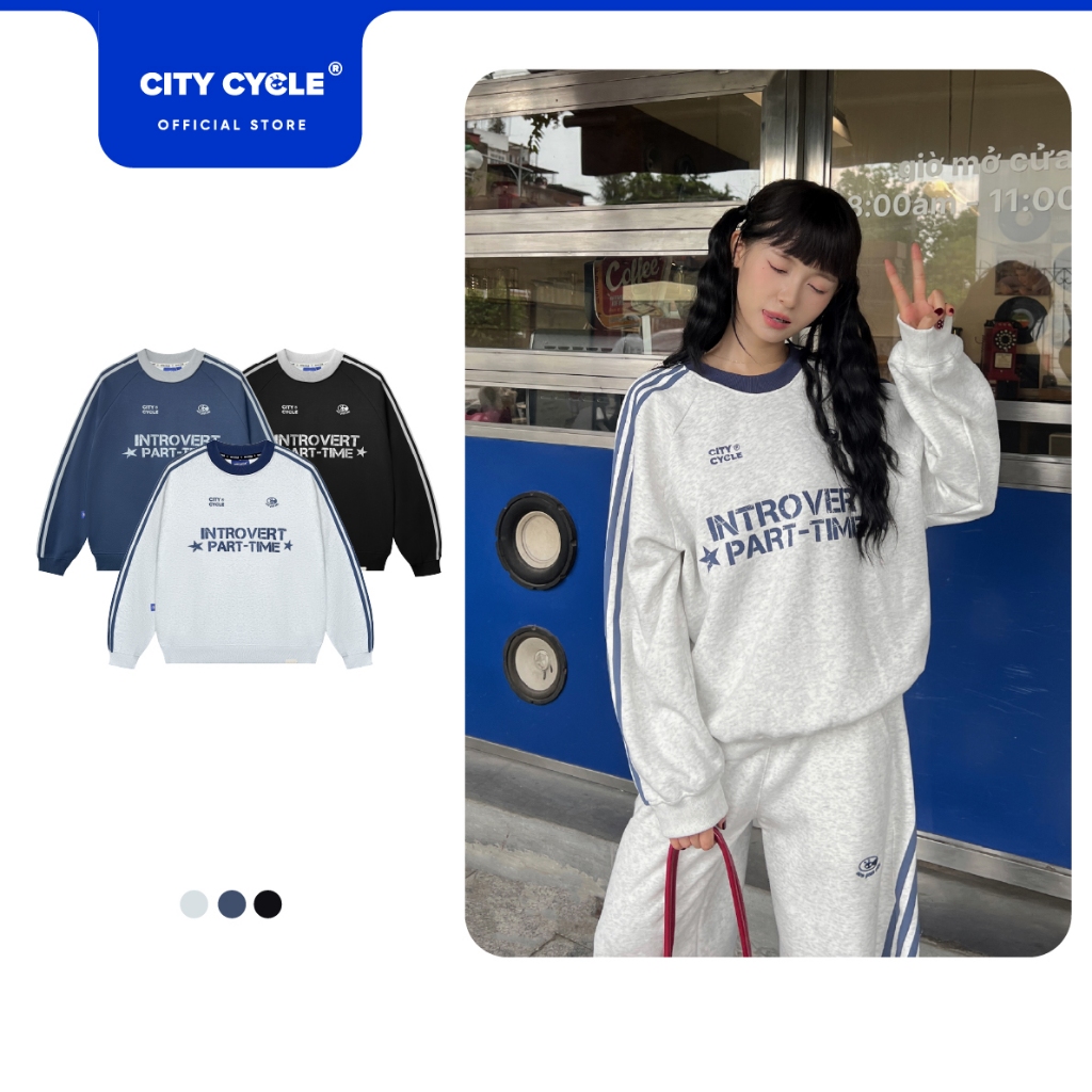 Áo sweater nỉ mùa đông nam nữ Local Brand Chính Hãng City Cycle Áo sweater Half Half