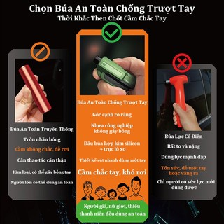 Búa Phá Kính Thoát Hiểm Ô Tô,dễ dàng mang theo,phá kính nhanh chóng, Búa An Toàn Ô Tô