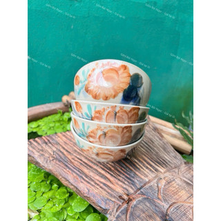 [NHIỀU MẪU] Chén Ăn Cơm Vẽ Hoa/Cá Cổ Xưa Size 12cm - Hàng Đẹp Không Chấm Chân - Gốm Xưa Lái Thiêu Cho Người Hoài Niệm