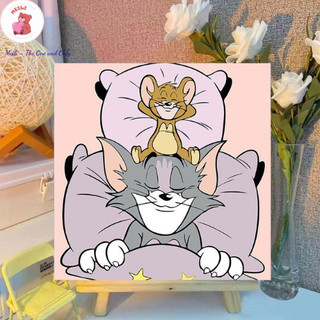 ( TẶNG SET 10 KHẨU TRANG) Tranh Số Hoá Cận Tulip Hoạt Hình Tranh Tô Màu 20x20cm dễ thương đầy đủ cọ, màu, căng khung sẵn