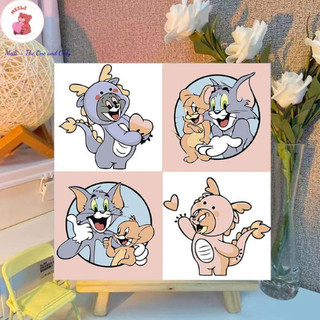 ( TẶNG SET 10 KHẨU TRANG) Tranh Số Hoá Cận Tulip Hoạt Hình Tranh Tô Màu 20x20cm dễ thương đầy đủ cọ, màu, căng khung sẵn