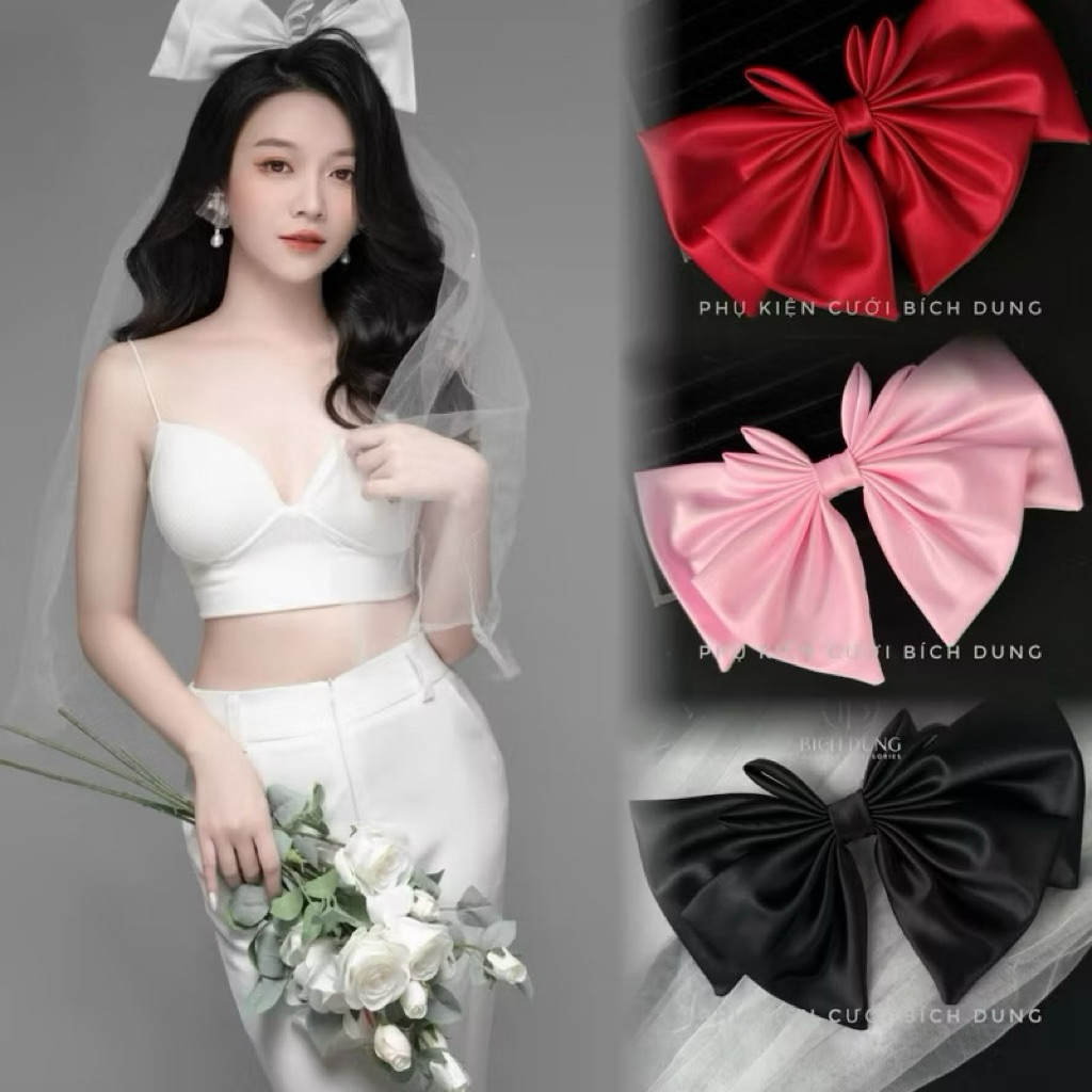 🎀🎀🎀Kẹp nơ cài tóc cô dâu