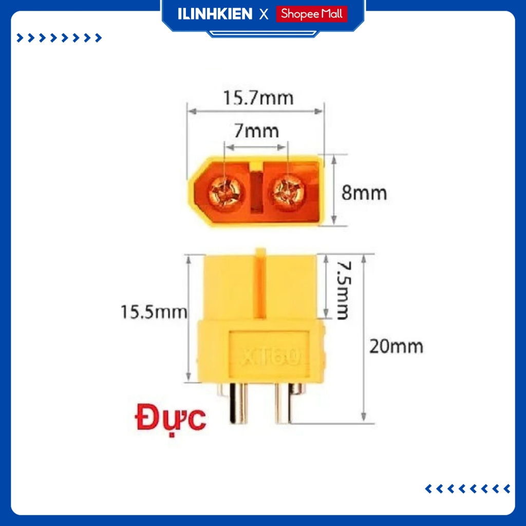Jack Nguồn Đực - Cái XT60 Chịu Nhiệt Độ Cao Mạ Vàng Chất Lượng Cao ILinhkien