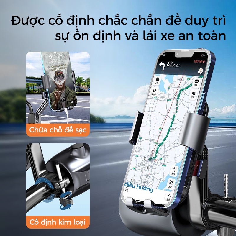 Giá đỡ điện thoại chống sốc cho xe máy thiết yếu khi đi du lịch, an toàn và chắc chắn, dễ dàng lắp đặt và mang theo