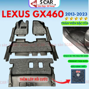 Thảm lót sàn NHỰA đúc TPE 5D xe Lexus GX460 / GX 460 2013- 2023, Mẫu Tràn viền bậc cửa - MẪU BẬC DÀI