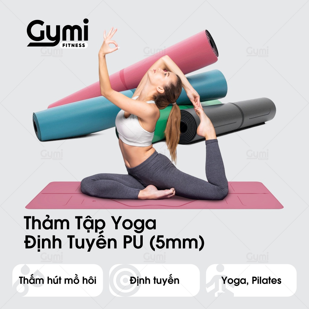 Thảm Tập Yoga Định Tuyến Da PU 5mm - Cao Su PU Chống Trượt Tuyệt Đối - Bám Hút Tốt - ThamPU