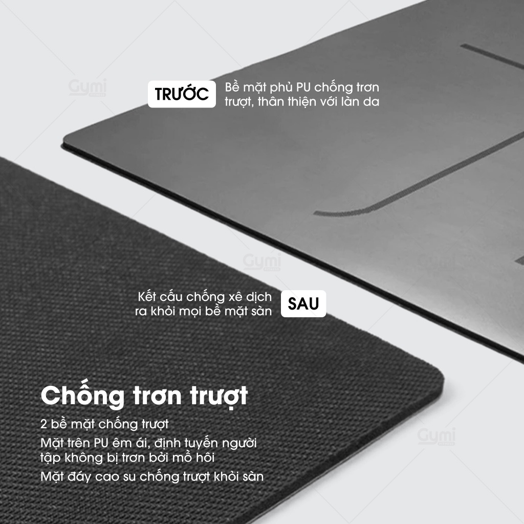 Thảm Tập Yoga Định Tuyến Da PU 5mm - Cao Su PU Chống Trượt Tuyệt Đối - Bám Hút Tốt - ThamPU