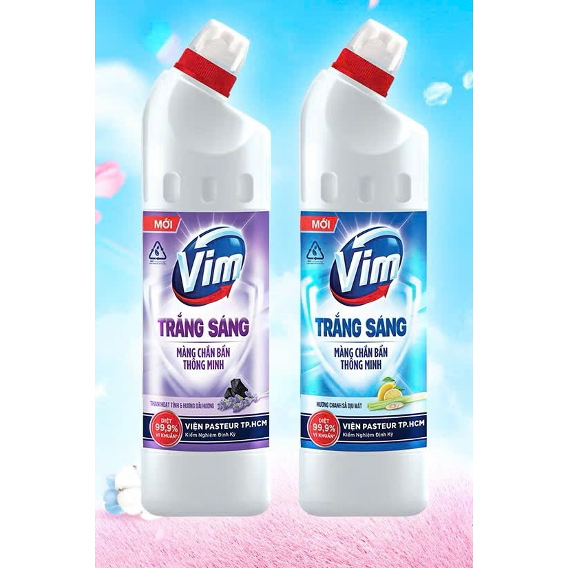 Combo 2 Chai Nước(Gel) Tẩy Bồn Cầu -Nhà Tắm Vim Diệt Khuẩn, Vim Trắng Sáng ( Duck ), Vim Zero 880ML,870ml,500,750,900ml