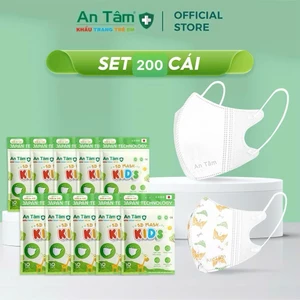 5D MASK KID - Set 200 cái - Khẩu trang y tế kháng khuẩn trẻ em chính hãng An Tâm, bảo vệ tối ưu, họa tiết dễ thương