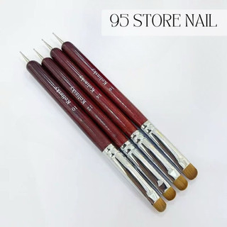 Cọ chùi fen cán gỗ cao cấp Kolinsky - cọ fen đầu móng , chùi lem khoé móng