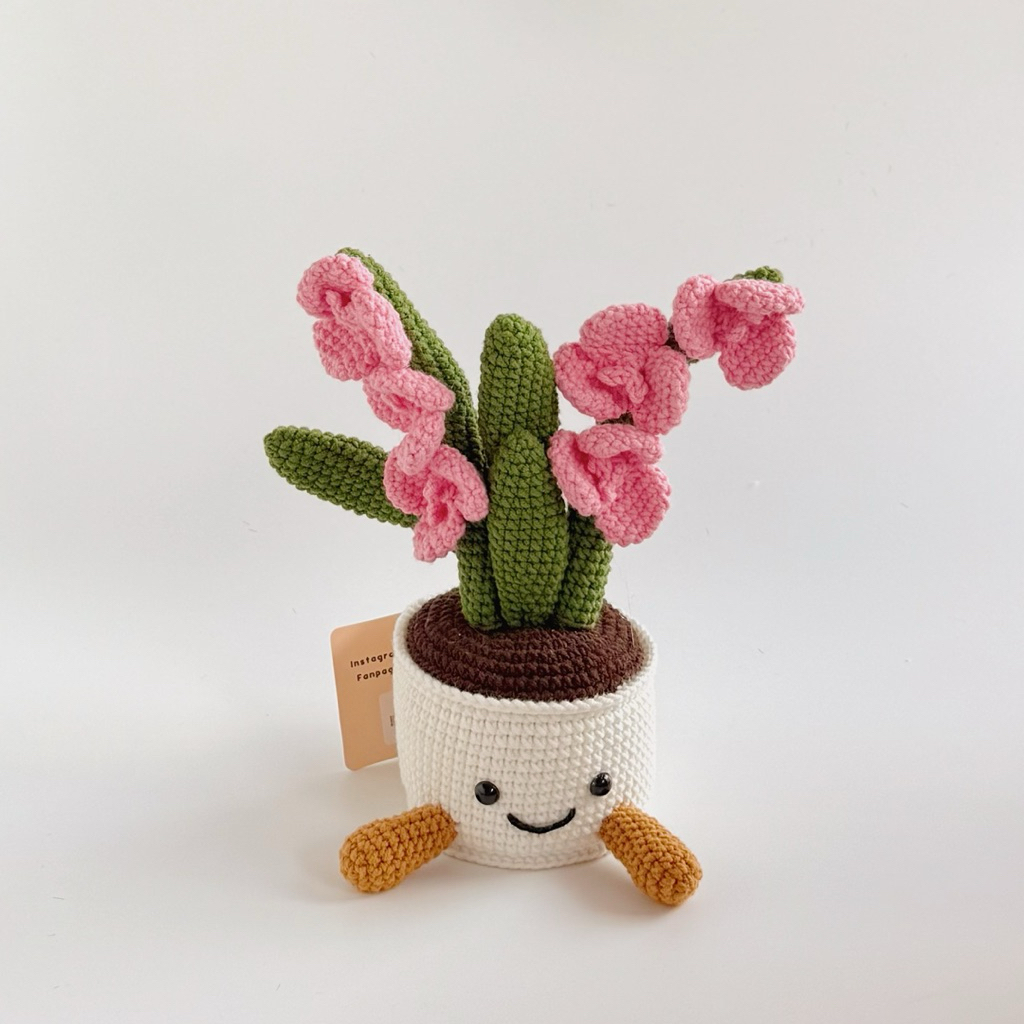 Chậu Hoa Len Phong Cách Jelly Mặt Cười Tulip Xương Rồng Để Bàn Trang Trí Bàn Làm Việc Học Dễ Thương Handmade Haste