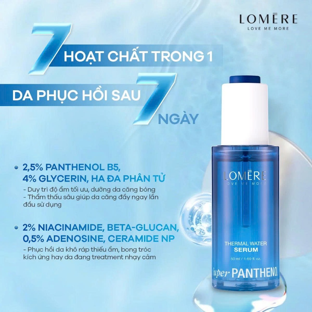 [MALL] Tinh chất LOMERE Super Panthenol B5 Serum khoáng phục hồi, cấp ẩm, làm dịu mọi loại da, da nhạy cảm 50ml