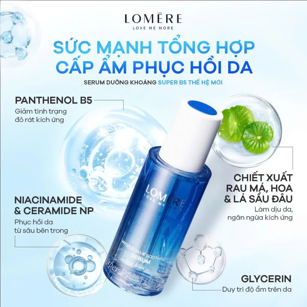 [MALL] Tinh chất LOMERE Super Panthenol B5 Serum khoáng phục hồi, cấp ẩm, làm dịu mọi loại da, da nhạy cảm 50ml