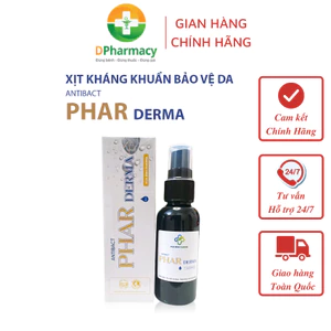 Xịt Nước Muối Điện Hóa Phar Derma Thuần Mộc, hỗ trợ làm giảm nấm, viêm da, tổ đỉa, hắc lào, mụn nhọt