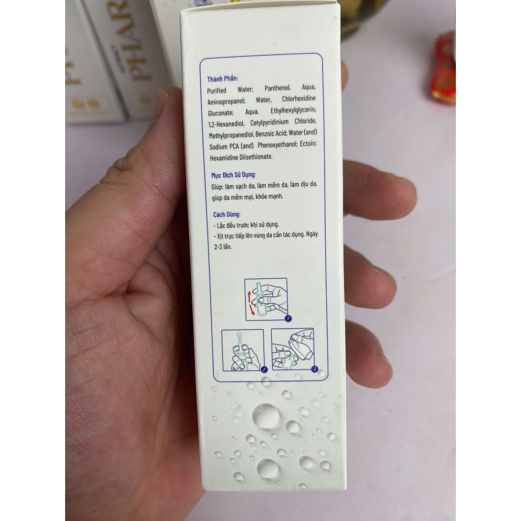 Xịt Nước Muối Điện Hóa Phar Derma Thuần Mộc, hỗ trợ làm giảm nấm, viêm da, tổ đỉa, hắc lào, mụn nhọt