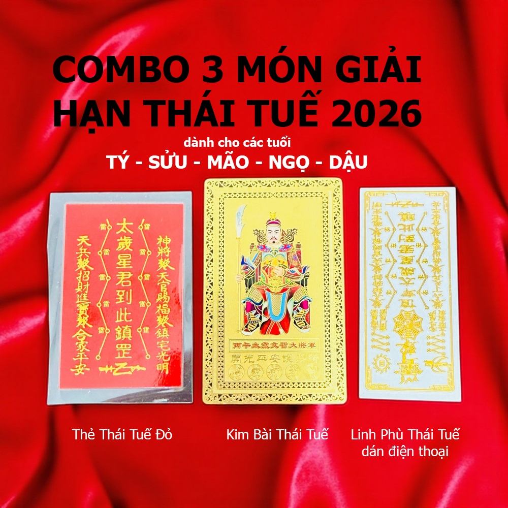 [TÔI RẺ] Sét 3 Món Thái Tuế 2026: Kim Bài Thái Tuế - Phù Thái Tuế Bình an May mắn