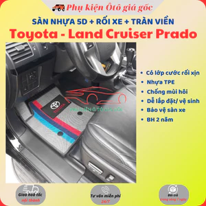 Thảm lót sàn NHỰA đúc TPE 5D xe Toyota Land Cruiser Prado 2012-2025, Mẫu Tràn viền bậc cửa - MẪU BẬC DÀI - 1 bộ 4 tấm