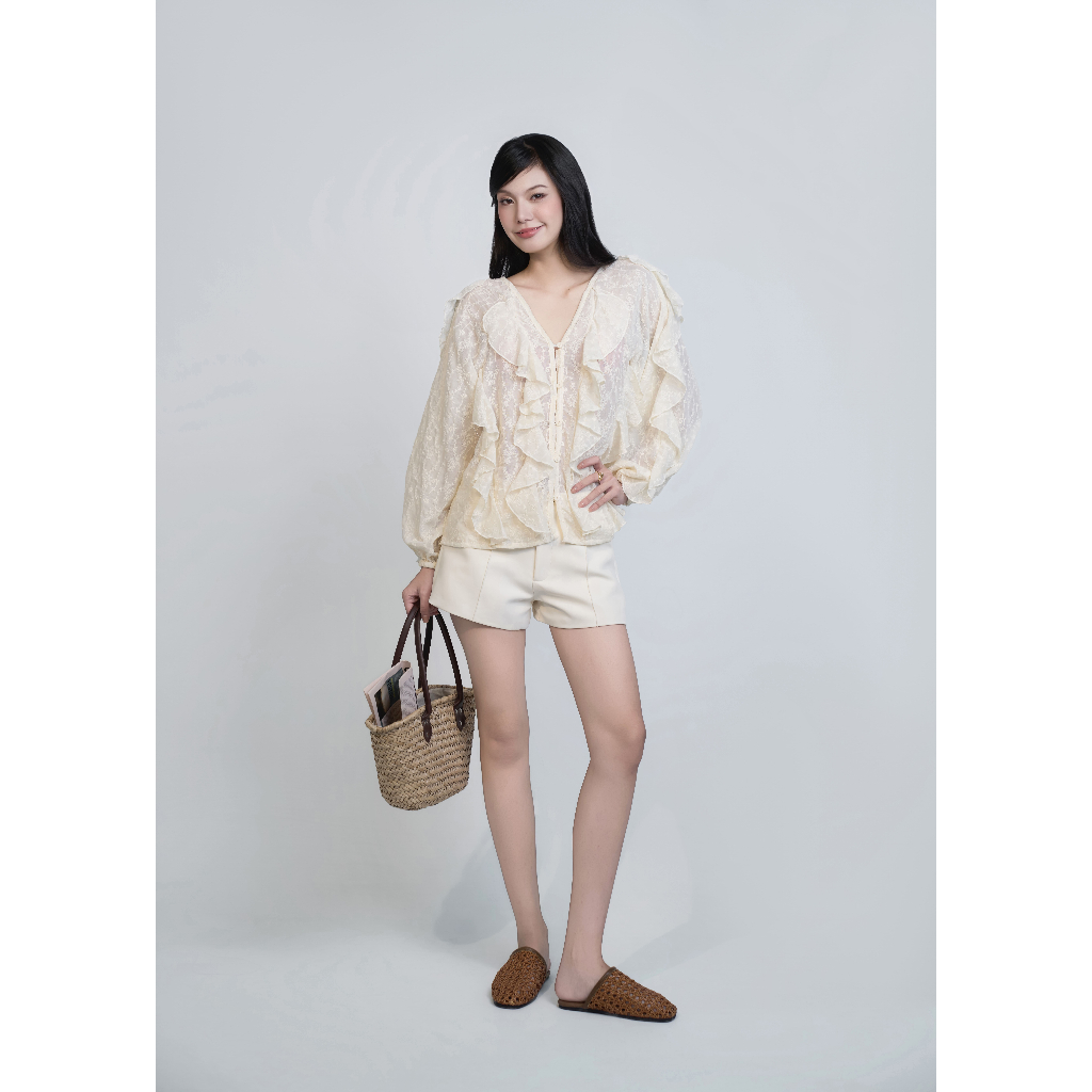 Quần short nữ Ellisa Miều Est.2013 cạp cao quần short lưng cao dáng A quần short công sở nữ