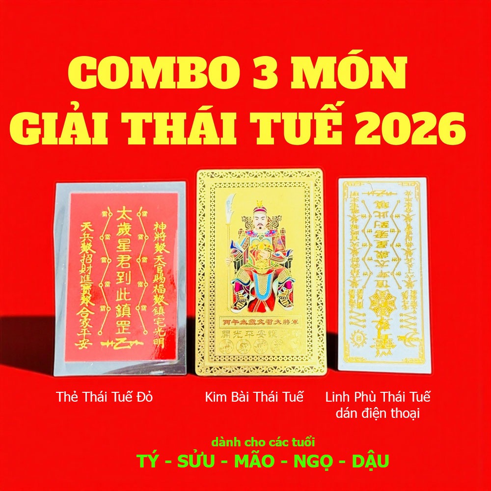 [TÔI RẺ] Sét 3 Món Thái Tuế 2026: Kim Bài Thái Tuế - Phù Thái Tuế Bình an May mắn