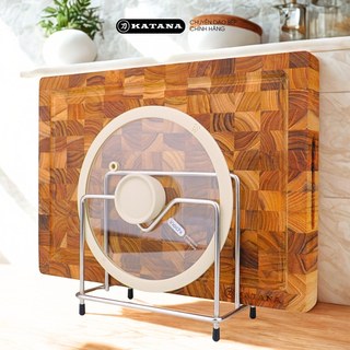 Kệ để thớt, nắp vung 2 ngăn thương hiệu KATANA INOX 201 chống gỉ dày 5mm (18x18x10cm)