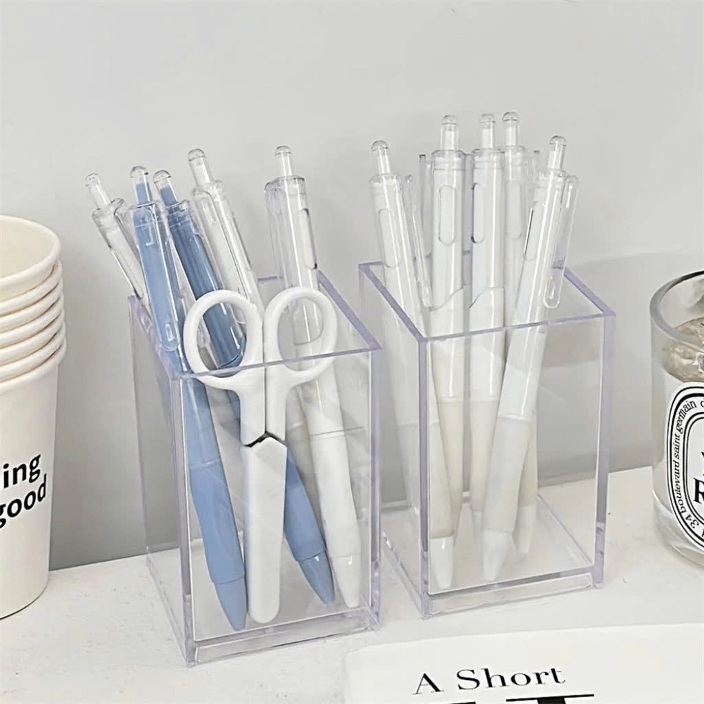 HỘP ĐỰNG ĐỒ DECOR XINH XẮN - Kệ Để Bút Trong Suốt Tiện Lợi Cho Học Sinh,Ống Đựng Bút Trong Suốt Để Bàn Sang Trọng