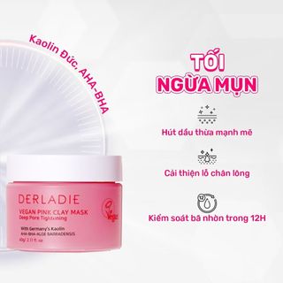 (Hàng Công TY) Mặt Nạ Đất Sét Derladie Pore Tightening Vegan Pink Tox Clay Mask Kiềm Dầu 120g